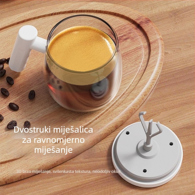 Automatska miješajuća šalica – staklena električna šalica za kavu sa skalom, punjiva, prijenosna šejker šalica