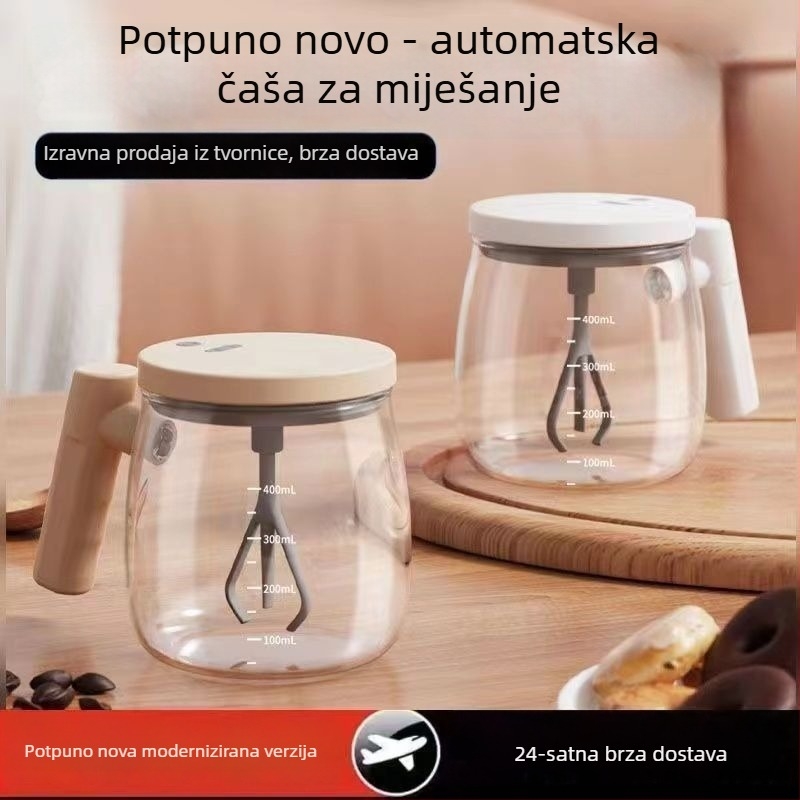 Automatska miješajuća šalica – staklena električna šalica za kavu sa skalom, punjiva, prijenosna šejker šalica