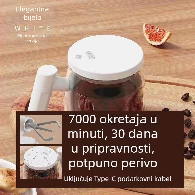 Automatska miješajuća šalica – staklena električna šalica za kavu sa skalom, punjiva, prijenosna šejker šalica