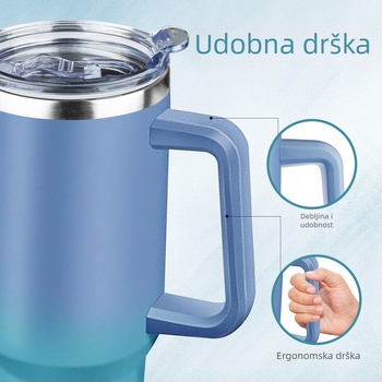 Putna šalica od 304 nehrđajućeg čelika s ručkom, velik kapacitet, euro-američki stil, izolirana