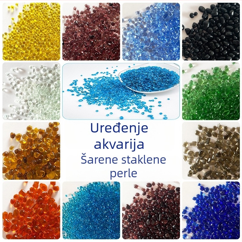 Plavo-staklene perle za akvarij – dekorativni donji pijesak i kristalne perle za vodene biljke