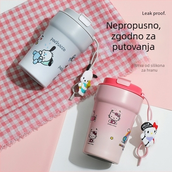 Šalica za kavu s karikaturom od 304 nehrđajućeg čelika, izolirani termos s dvostrukim stijenkama, prijenosna u automobilu, pogodno za studente