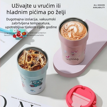Šalica za kavu s karikaturom od 304 nehrđajućeg čelika, izolirani termos s dvostrukim stijenkama, prijenosna u automobilu, pogodno za studente