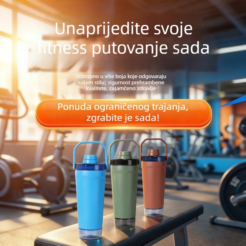 Stanley shaker za proteine s držkom — izolirana termos‑čaša za kućnu fitness, aktivnosti na otvorenom, prijenosna sportska boca