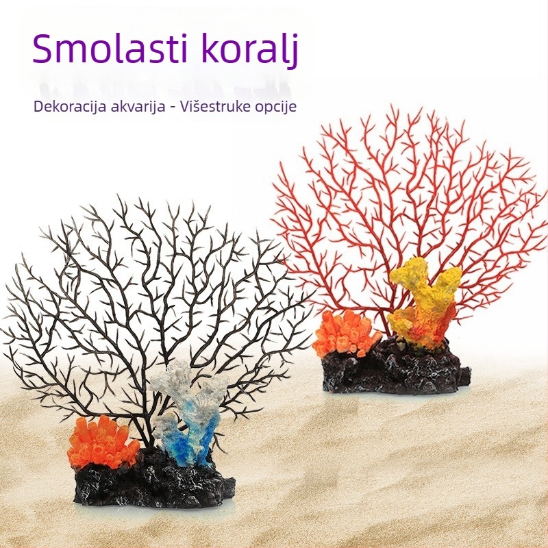Ukras od smole za akvarij: sirena, koral, školjka i željezno stablo