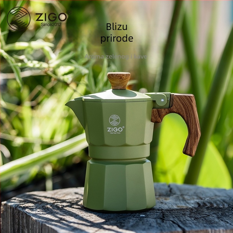 ZIGO Mini moka posuda za jednu šalicu — Ručni aparat za kavu za kućnu i vanjsku upotrebu