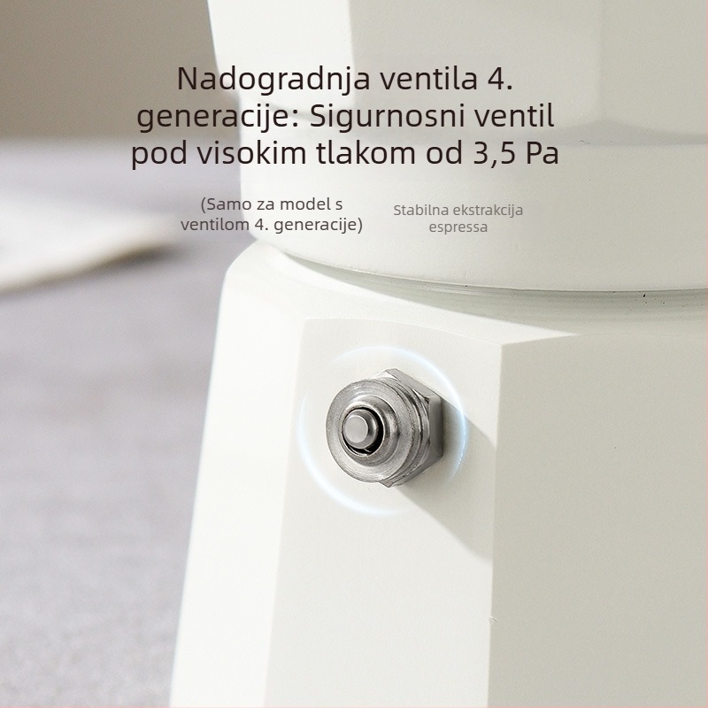 Četvrta generacija moka posuda s dvostrukim ventilom za električnu ploču, kompaktni talijanski espresso aparat za kućnu i vanjsku upotrebu