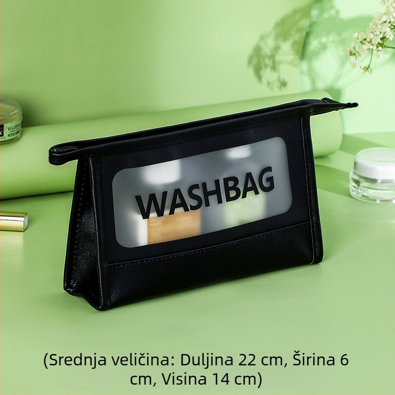 Prozirna PU kozmetička torbica s mat završnim slojem, velik kapacitet, vodootporna, prijenosni organizator za šminku uz ispis logotipa