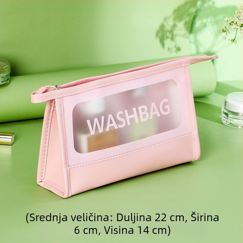 Prozirna PU kozmetička torbica s mat završnim slojem, velik kapacitet, vodootporna, prijenosni organizator za šminku uz ispis logotipa