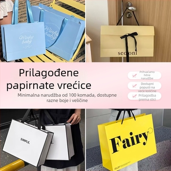 Prilagođene papirnate vrećice s logom za odjeću — vrećice za poklone od bijelog kartona za nakit i kozmetiku