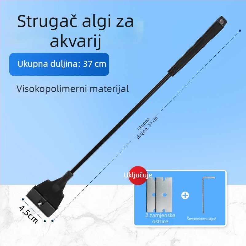 Alge scraper za akvarij s dugačkim držačem – temeljito čišćenje algi i mahovine