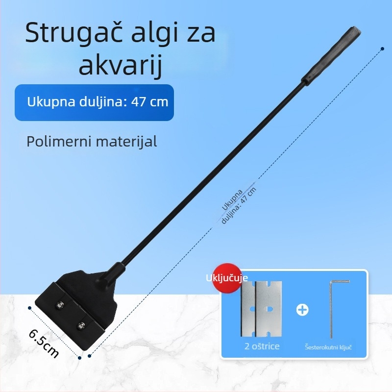 Alge scraper za akvarij s dugačkim držačem – temeljito čišćenje algi i mahovine