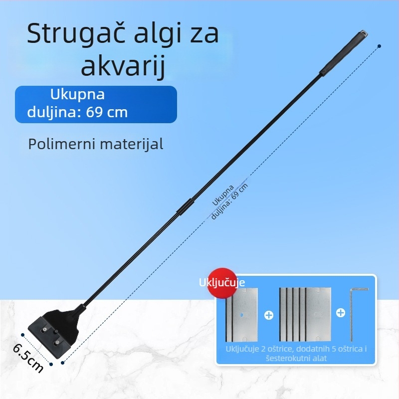 Alge scraper za akvarij s dugačkim držačem – temeljito čišćenje algi i mahovine