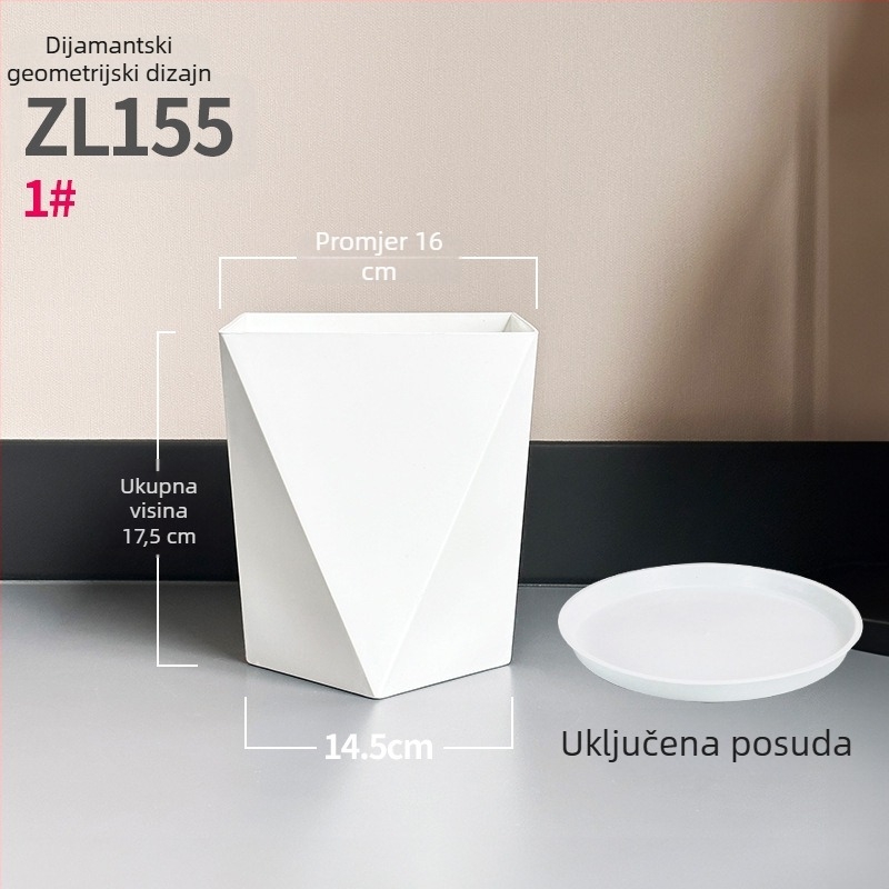 Saksija za biljke od smole s dijamantno-geometrijskim dizajnom – ekstra veliki, postavljen na pod, za dnevni boravak ili ured, minimalistički stil