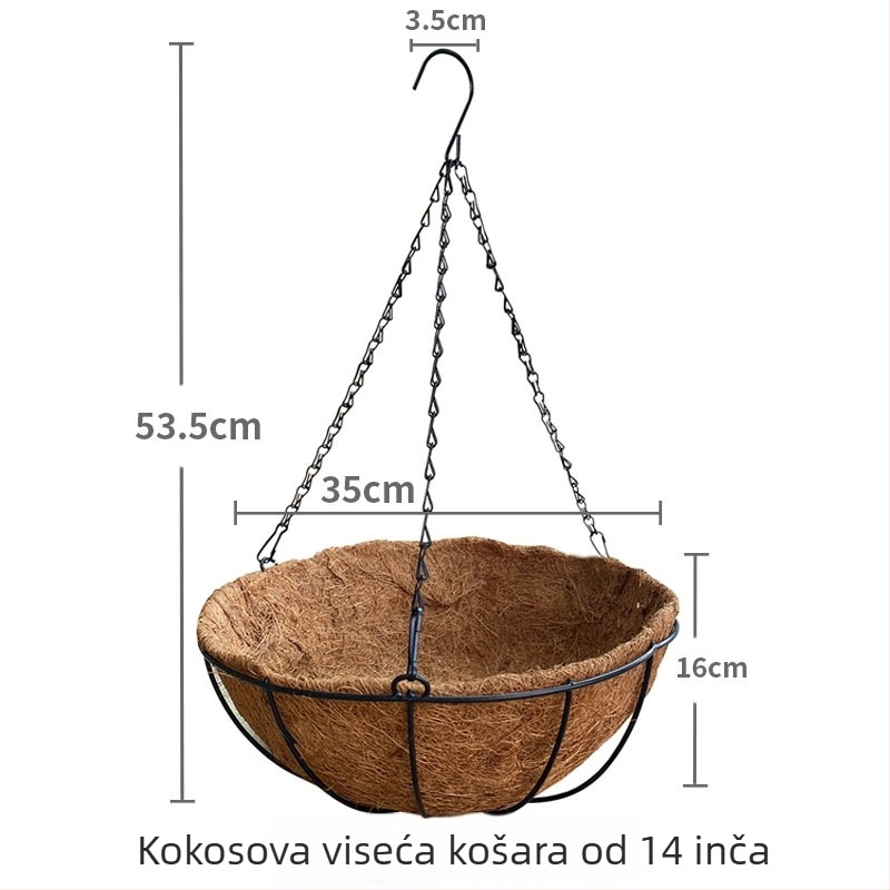 Ekološki prihvatljiv prozračan viseći lonac za balkon – lonac od kokosovog vlakna, zidni ili viseći model