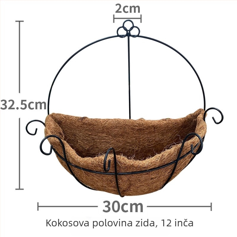 Ekološki prihvatljiv prozračan viseći lonac za balkon – lonac od kokosovog vlakna, zidni ili viseći model