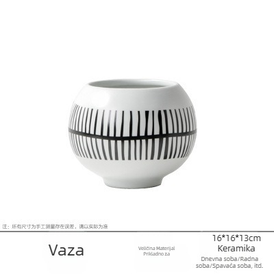 Keramička vaza s prugama u nordijskom stilu, pogodna za stolove, dnevne sobe, izložbene prostore, smještaje i urede