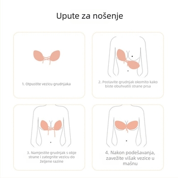 Silikonske nevidljive podloške za grudi, grudnjak bez naramenica sa šnúrkom, push-up u obliku krila, tanko bešivano donje rublje