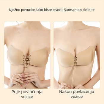 Silikonske nevidljive podloške za grudi, grudnjak bez naramenica sa šnúrkom, push-up u obliku krila, tanko bešivano donje rublje