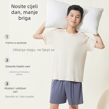 Modal pijama set za tinejdžere dječake, kratki rukav, ljetni kućni odjevni komad
