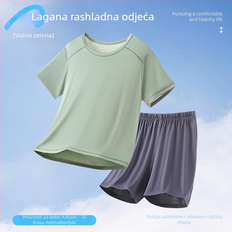 Modal pijama set za tinejdžere dječake, kratki rukav, ljetni kućni odjevni komad