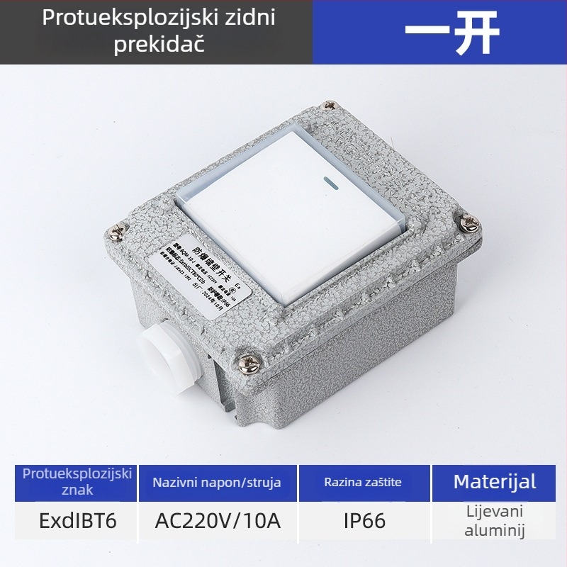 Eksplozijski otporan zidni prekidač, 220V/380V, montaža na površinu, rotirajući jednopolski/dvopolni osigurač, industrijski vodootporni prekidač