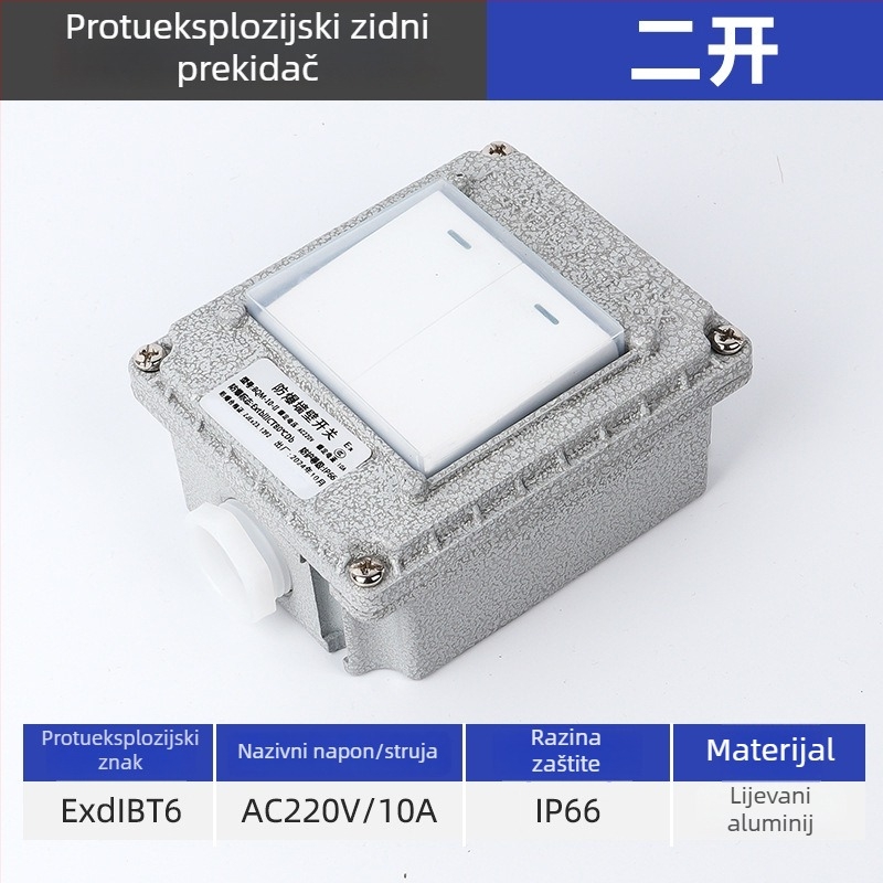 Eksplozijski otporan zidni prekidač, 220V/380V, montaža na površinu, rotirajući jednopolski/dvopolni osigurač, industrijski vodootporni prekidač