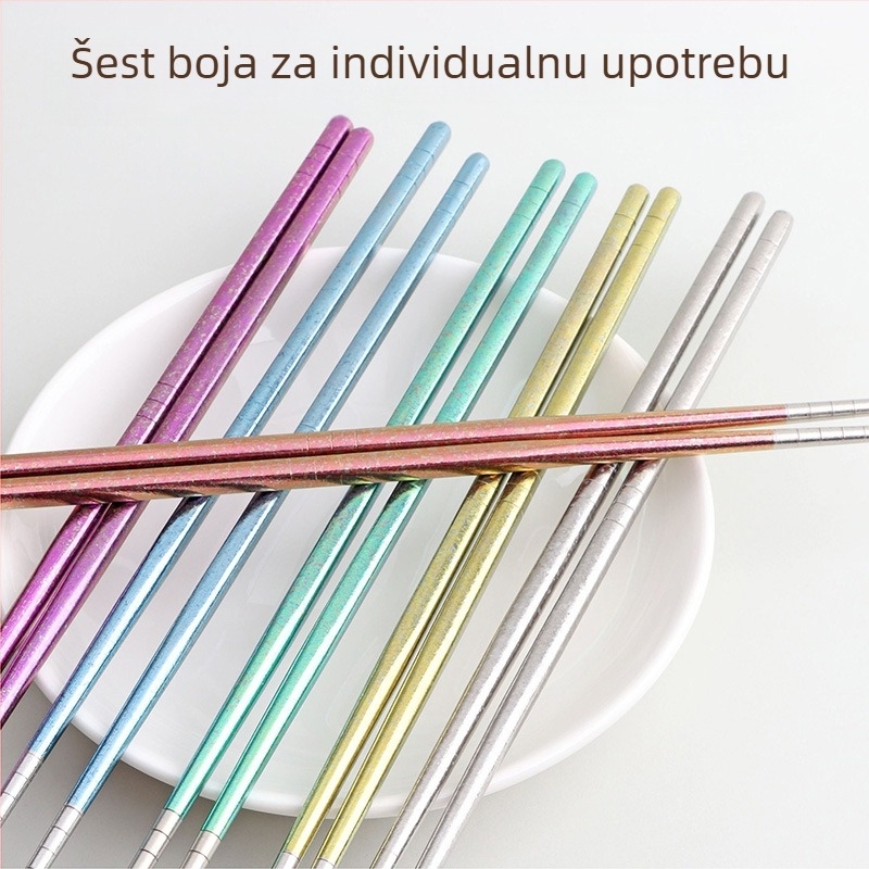 Štapići od čistog titana, prehrambene kvalitete, za kućnu upotrebu, s uzorkom ledenog kristala, protuklizne, otporne na toplinu, za piknik, u kutiji