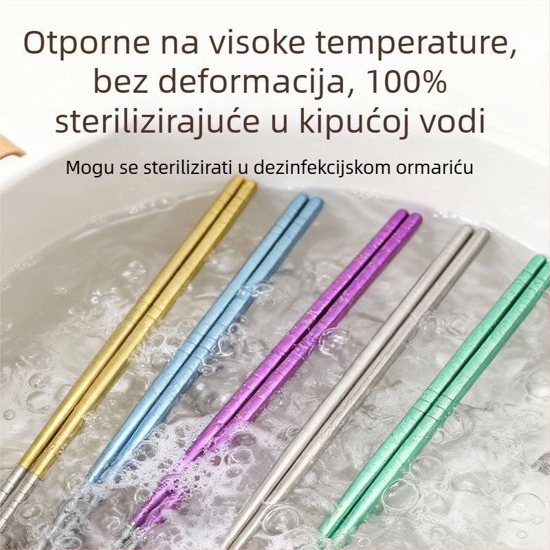 Štapići od čistog titana, prehrambene kvalitete, za kućnu upotrebu, s uzorkom ledenog kristala, protuklizne, otporne na toplinu, za piknik, u kutiji
