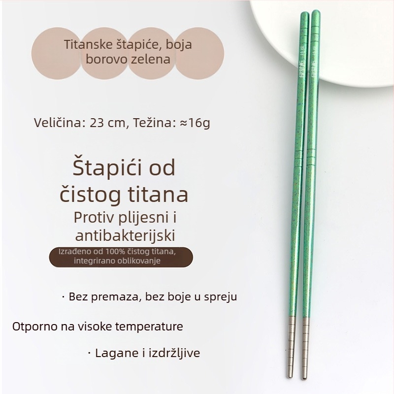 Štapići od čistog titana, prehrambene kvalitete, za kućnu upotrebu, s uzorkom ledenog kristala, protuklizne, otporne na toplinu, za piknik, u kutiji