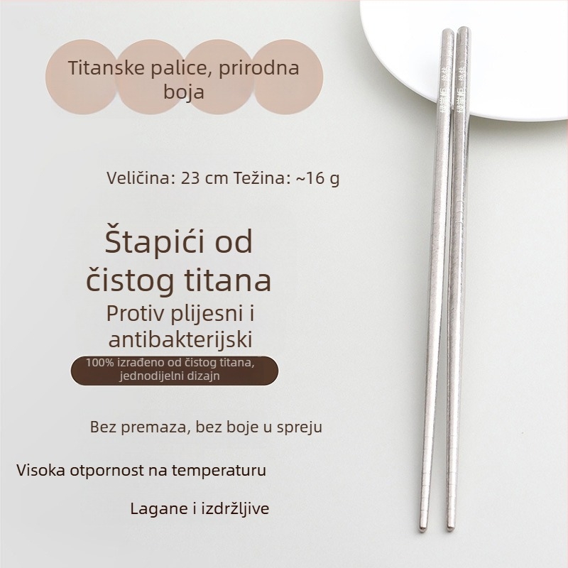 Štapići od čistog titana, prehrambene kvalitete, za kućnu upotrebu, s uzorkom ledenog kristala, protuklizne, otporne na toplinu, za piknik, u kutiji