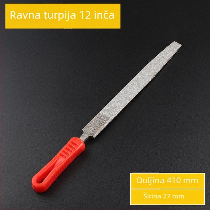 Set dijamantnih datoteka različitih profila: ravni, trokutasti, okrugli, četvrtasti i polukružni; elektropliratirani dijamantni abraziv; veličine 6, 8, 10 i 12 inča; pogodan za metal i kamen