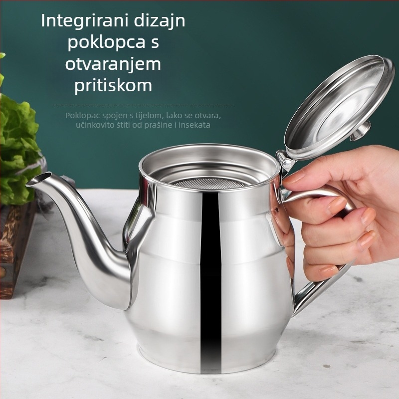 Nehrđajući čelična posuda za ulje s filtracijom, prehrambene kvalitete, debeli filtracijski mrežasti ekran, za izlijevanje u kućnu kuhinju