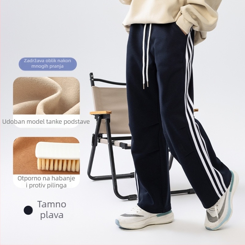 Dječje zimske hlače za dječake s flis podstavom, casual sportske duge hlače za jesen i zimu