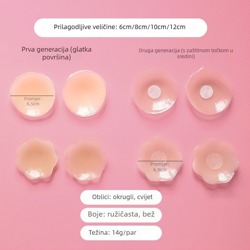 Nevidljive silikonske naljepnice za bradavice i areolu, u kompaktnom poklon paketu