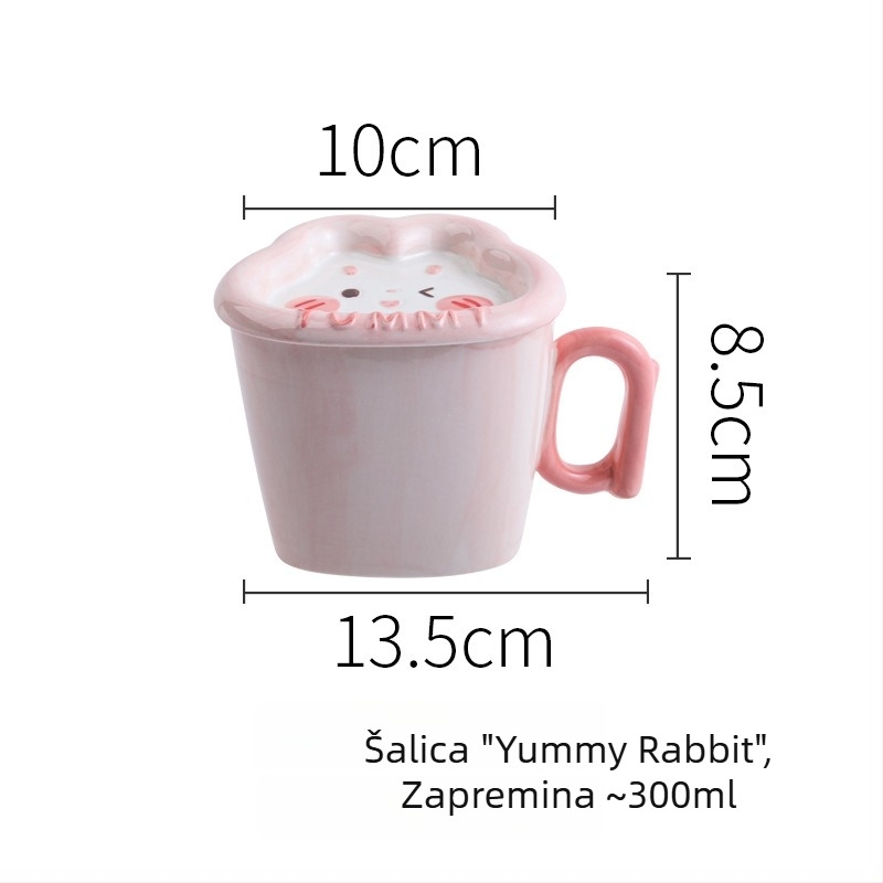 Keramički dječji set posuđa s preslatkim Yami zeko, zdjela za rižu s držačem, tanjur za knedle, ručno oslikan pod glazurom