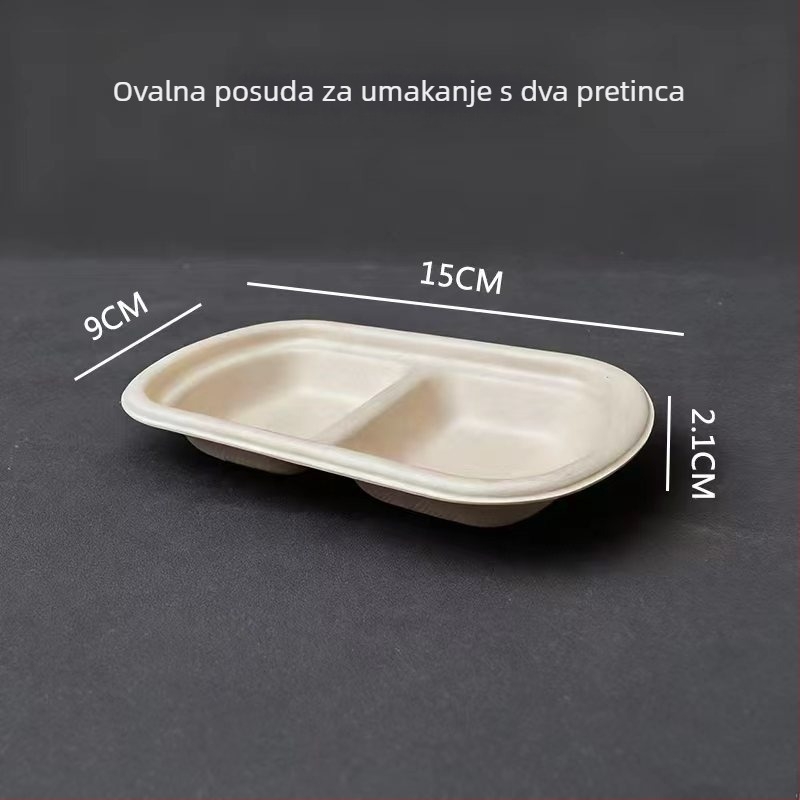 Jednokratna posuda od papirnate mase za dip za hot pot i roštilj, s više pretinaca, otporna na curenje, odjeljak za kosti.
