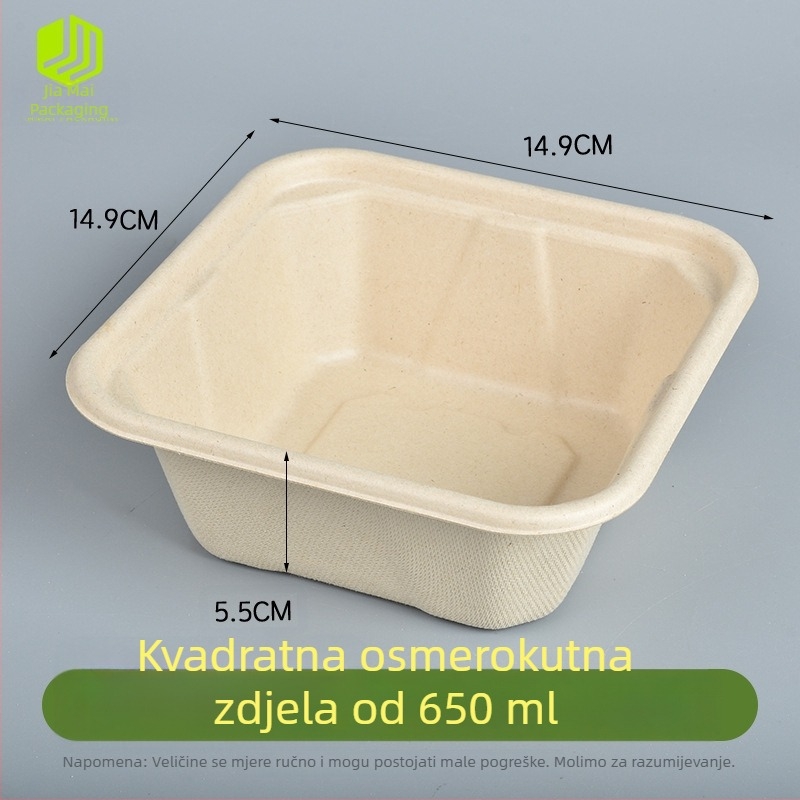 Jednokratna posuda od papirnate mase za dip za hot pot i roštilj, s više pretinaca, otporna na curenje, odjeljak za kosti.