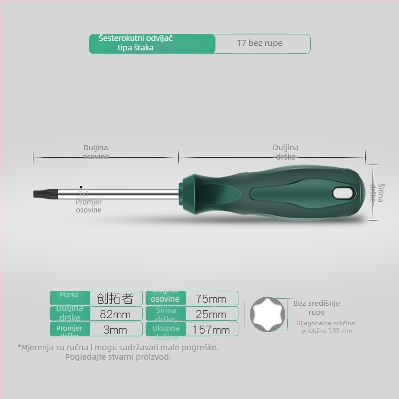Skup Torx odvijača s produženom šipkom od 40 cm, veličine T5-T30, s otvorima i bez njih