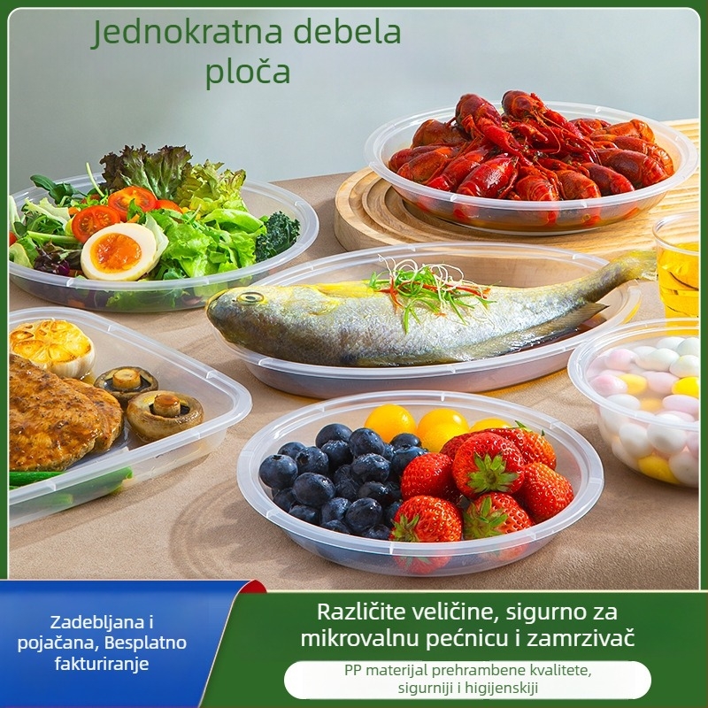 Jednokratne plastične tanjuri, kružni, debeli, sigurni za hranu, kompatibilni s mikrovalnom pećnicom, za kućnu upotrebu i vanjske piknike