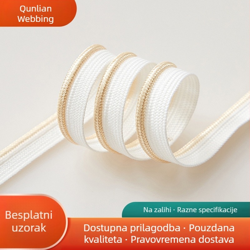 Pletena elastična traka za rub, višebojna, poliester, horizontalno ribana rubna traka, za sportske odjeće i kućne tekstile