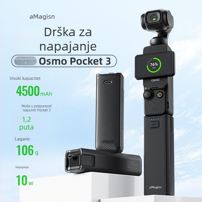 Amai DJI Pocket 3 ručica za napajanje s power bankom i gimbal stativom
