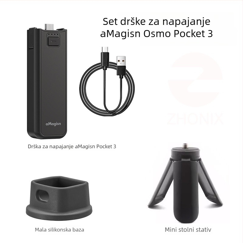 Amai DJI Pocket 3 ručica za napajanje s power bankom i gimbal stativom