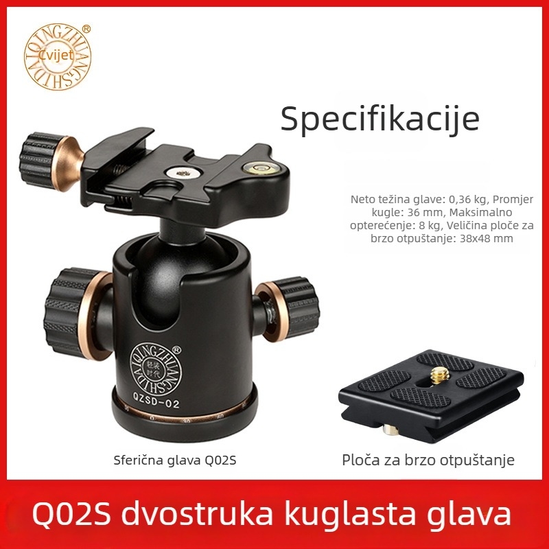 Light age Q02 sferni pan-tilt stativ za DSLR kameru, univerzalno prigušivanje, 360° panoramska skala, profesionalan