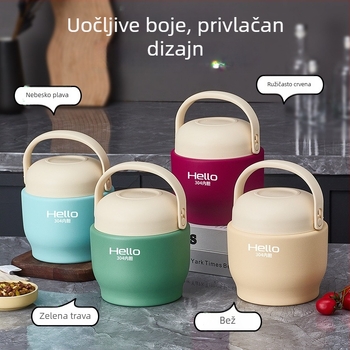 Izolirana kutija za obrok s višeslojnom vakuumskom izolacijom, prijenosna za posao ili školu, moderan dizajn, kapacitet 1.5 L