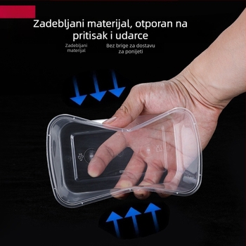 Jednokratna prozirna pravokutna kutija za obrok s poklopcem – plastična kutija za dostavu