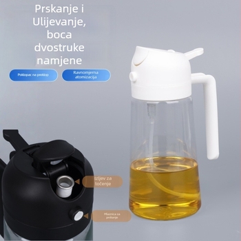 Dvostruki sprej za ulje s pritisknim mehanizmom, plastična kuhinjska boca za ulje s integriranim atomizatorom