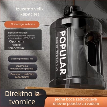 Visokokapacitetna sportska boca za vodu, unisex, za outdoor fitness, otporna na visoke temperature, sa slamkom