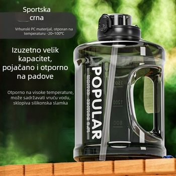 Visokokapacitetna sportska boca za vodu, unisex, za outdoor fitness, otporna na visoke temperature, sa slamkom