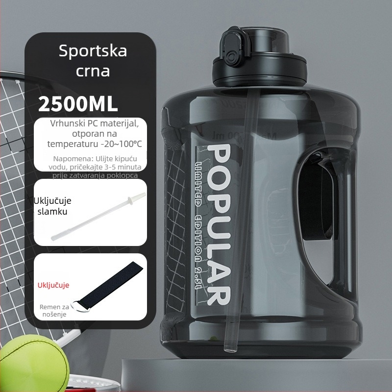 Visokokapacitetna sportska boca za vodu, unisex, za outdoor fitness, otporna na visoke temperature, sa slamkom